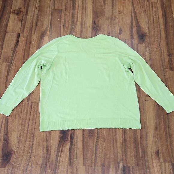 GUC Vneck Green Denim & Co Knit Sweater - Picture 5 of 5